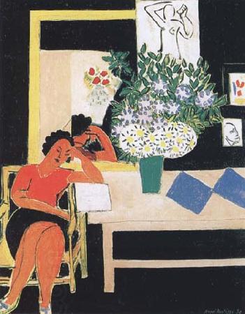 Henri Matisse Reader on a Black Background(The Pink Table) (mk35) oil painting picture